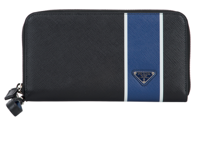 Prada Continental Wallet, &pound;220, Accessories, Black/Blue, Leather, Front view